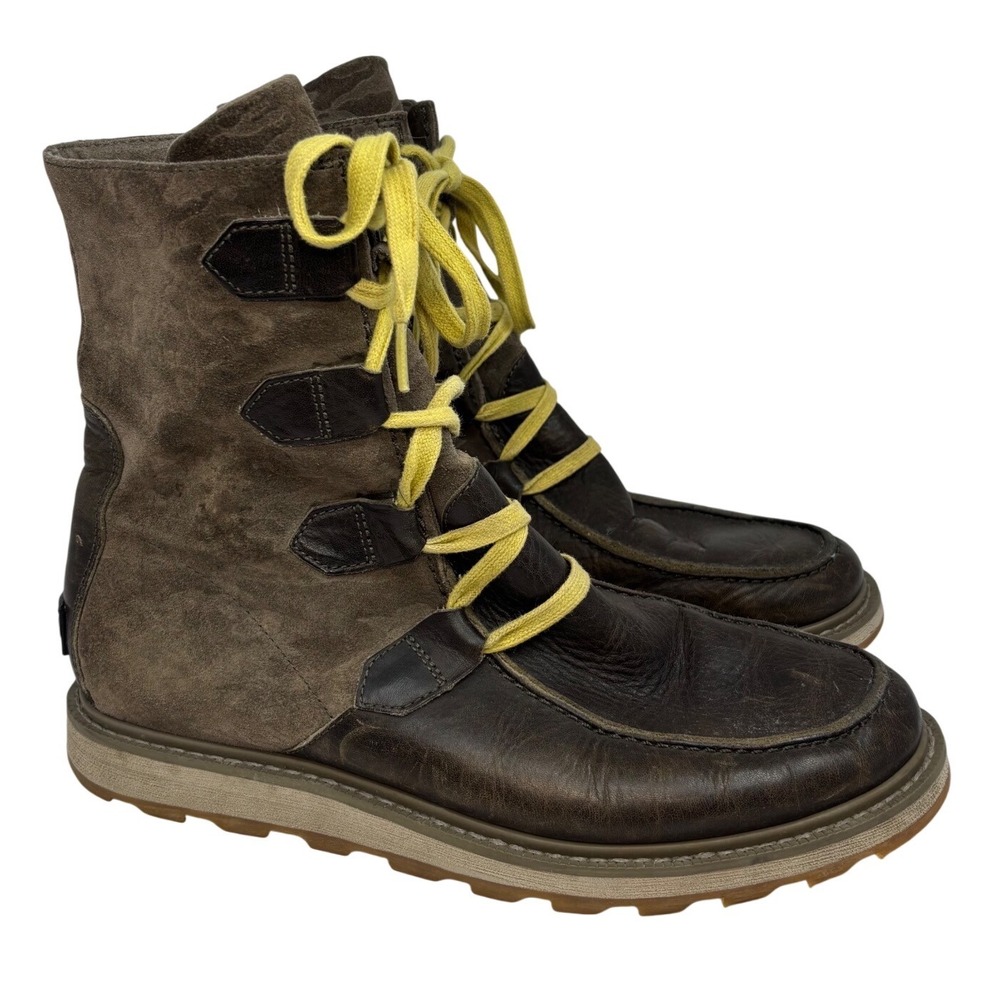 SOREL Mad Boot Lace Mens Size 9 Brown Leather Suede Boots NM2453-331 Sample Camo